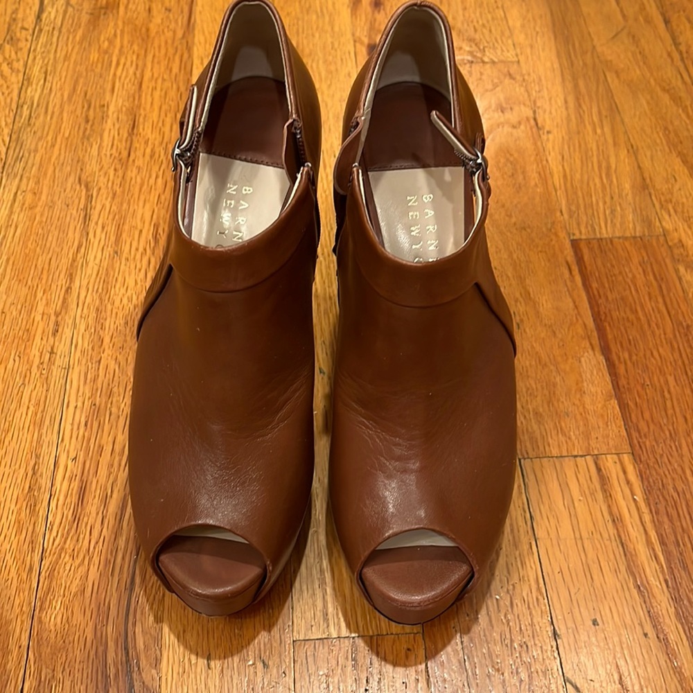 Barney’s bootie pumps.  Calf leather  8.5.  4-1/2 inch heel